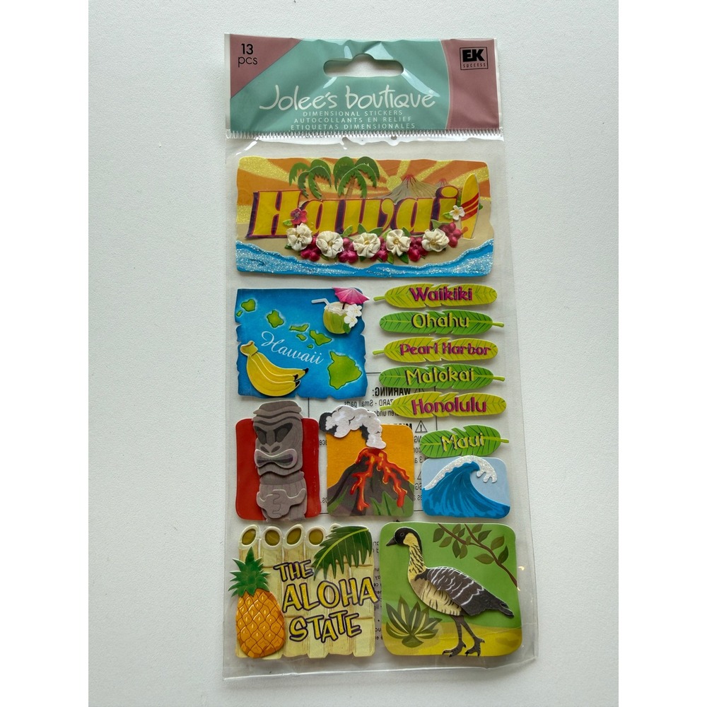 Jolee's Boutique Hawaii Dimensional Stickers 13pc EK Success Tropical Tiki 3D